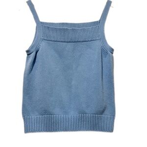 Tommy Hilfiger Light Blue Knit Sweater Tank Top Women’s Large‎ L/G Ribbed Trim